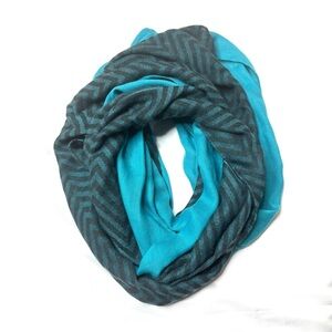 Chevron Patterned Blue and Black Scarf and a Blue Scarf
